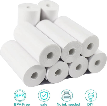 Kids Instant Camera Print Paper Rolls - White Non-Adhesive 57mm