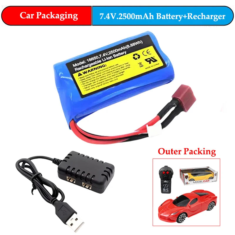 LiPo baterija 7.4V 2500mAh 2S 18650 za WLtoys 12428/144001