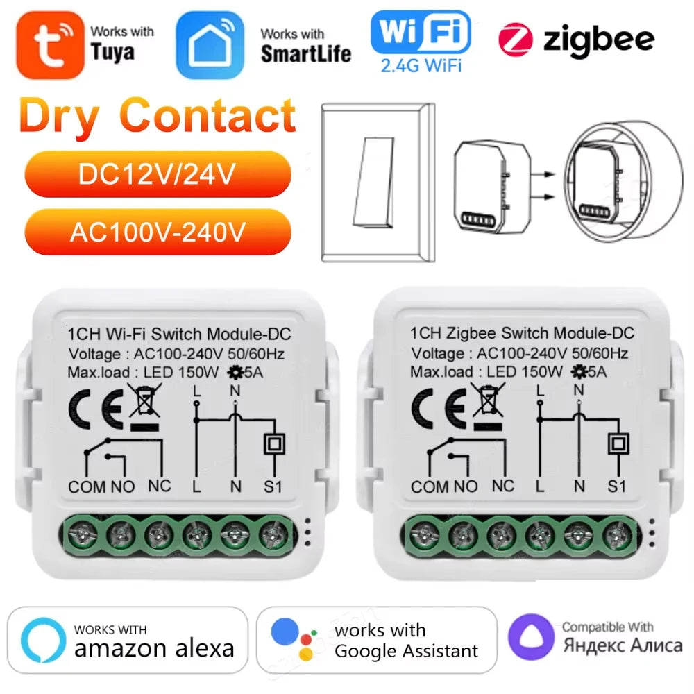 Tuya ZigBee WiFi Smart Switch Module - Dry Contact, Alexa &amp; Google Compatible