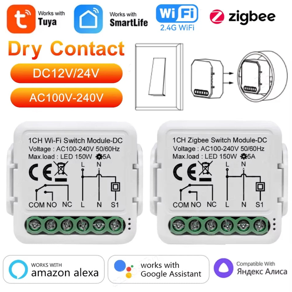 Tuya ZigBee WiFi Smart Switch Module - Dry Contact, Alexa &amp; Google Compatible