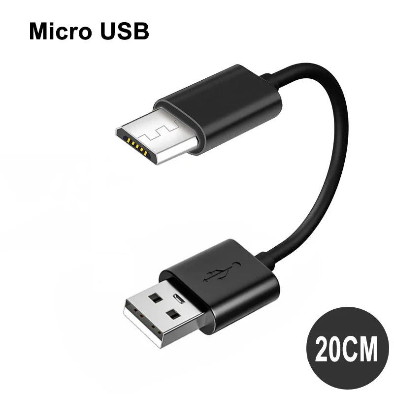 20cm Ultra Short USB A To USB C Cable &ndash; Fast Charge 3A 20CM Black Micro USB