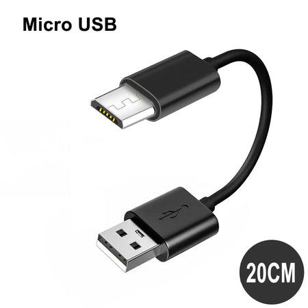20cm Ultra Short USB A To USB C Cable &ndash; Fast Charge 3A 20CM Black Micro USB