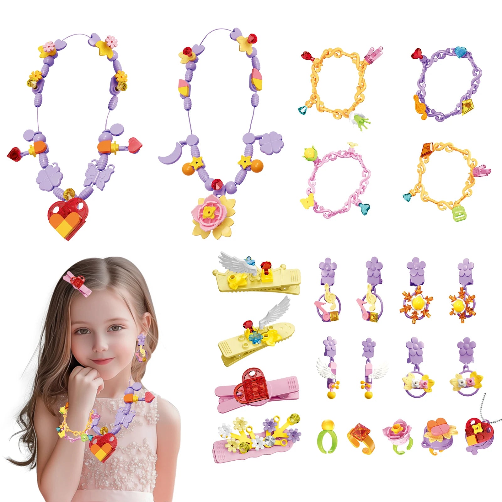 Coolplay Cartoon Princess Jewelry Set &ndash; Creative DIY Building Block Accessories 23pcs jewelry set