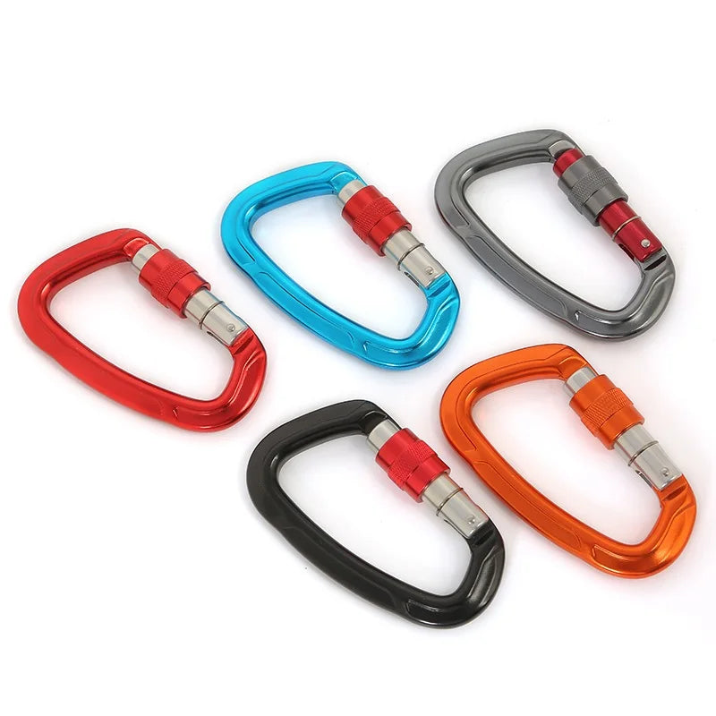 XINDA 25kN D-Shape Screwgate Carabiner - Strong Aluminium Alloy for Outdoor Adventures