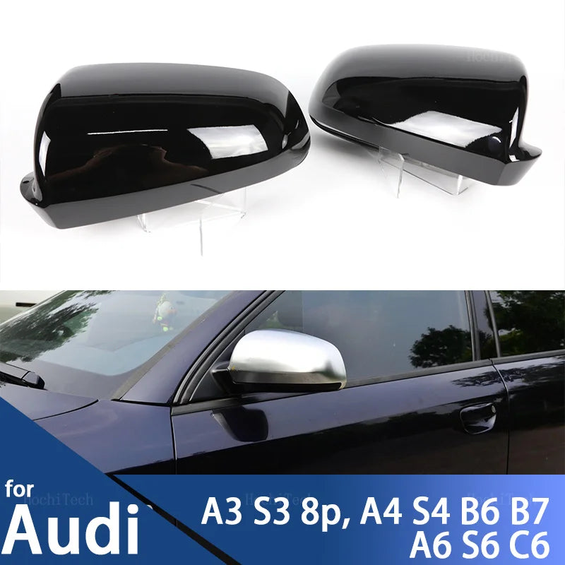 Cubiertas de espejo lateral de fibra de carbono negra para Audi A3 S3 8P A4 S4 B6 B7 A6 S6 C6 4F