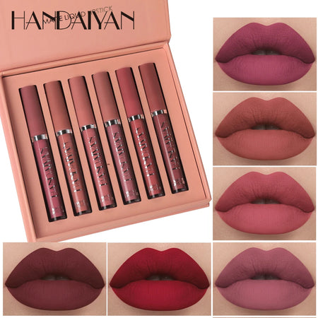 HANDAIYAN Set of 6 Long-Lasting Non-Stick Liquid Lipsticks