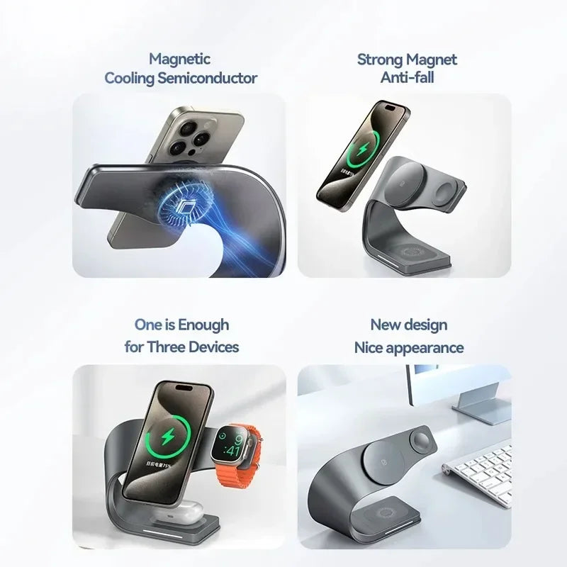 4 In 1 Metal Shell Wireless Charger &ndash; Magnetic Fast Dock