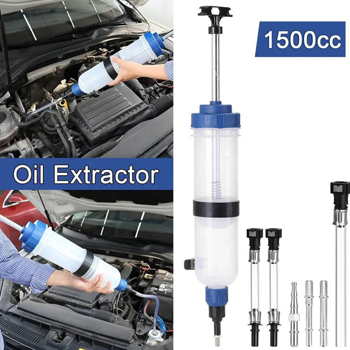 Car Engine Oil Fluid Pump Efficient Vacuum Manual Inhalation Syringe Style Engine Cooolant Transfer Translucent 500cc/1500cc by InterCyprus Trading Ltd