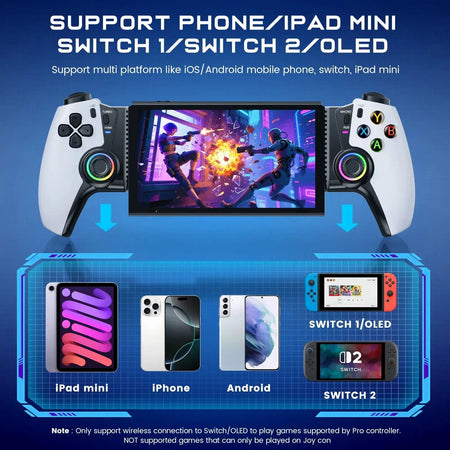 BEBONCOOL MC500/MC5000 Wireless Handheld Hall Effect Gamepad Controller For Switch 1/Switch 2/Switch OLED by InterCyprus Trading Ltd