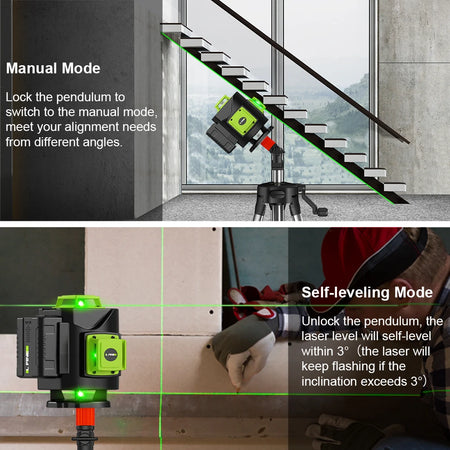 LFINE 4D 16-Lines Green Laser Level with Self-Leveling and Manual Modes