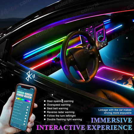 18 in 1 Led Car Ambient Lights 213 64 Color RGB Symphony Streamer Bluetooth Rainbow Interior Acrylic Strips Atmosphere Lamp Kit by InterCyprus Trading Ltd