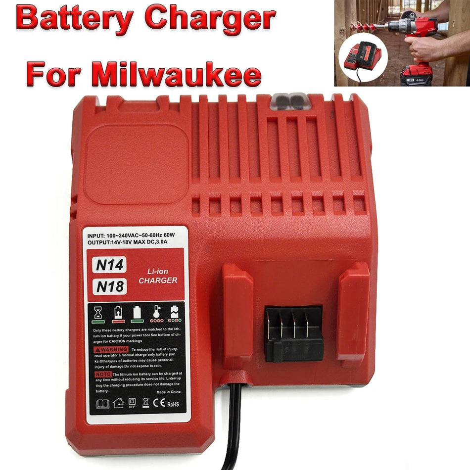 Carregador Rápido de Substituição para Ferramentas Elétricas de Bateria Li-Ion Milwaukee 14V 18V