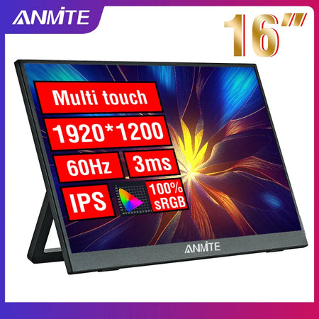 Anmite 16-Inch Portable Touch Monitor &ndash; 1200P HDR with Low Blue Light