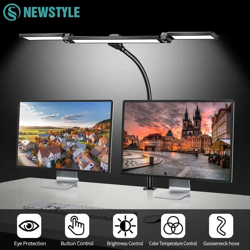 Lampa biurkowa LED z zaciskiem, regulowanym wężem, 3 segmenty, 1380LM