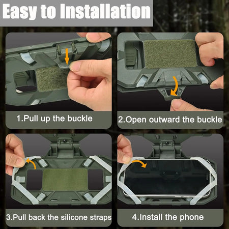 Tactical MOLLE Phone Holder with Fixed Buckle for Secure Navigation