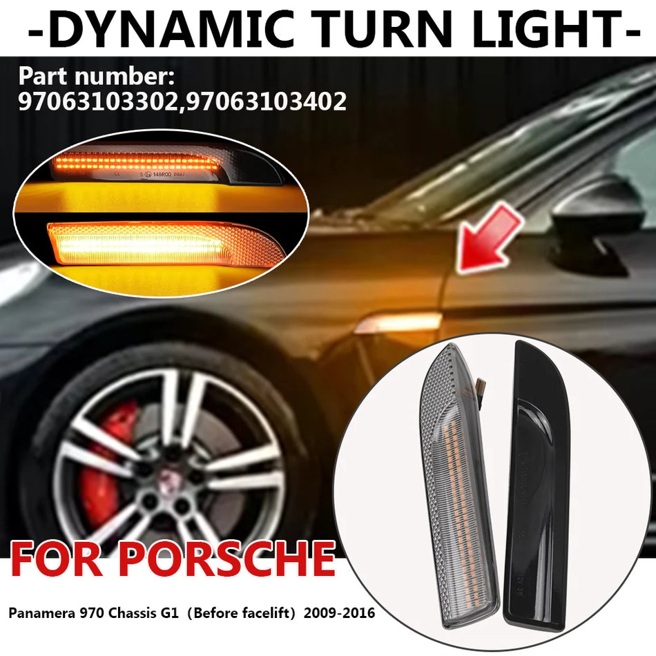 Marcadores laterales de señal de giro LED dinámicos para Porsche Panamera 970 G1 2009-2016