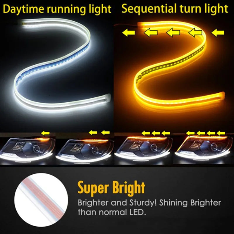 2Pcs 12V LED DRL Light Strip &ndash; Waterproof And Flexible