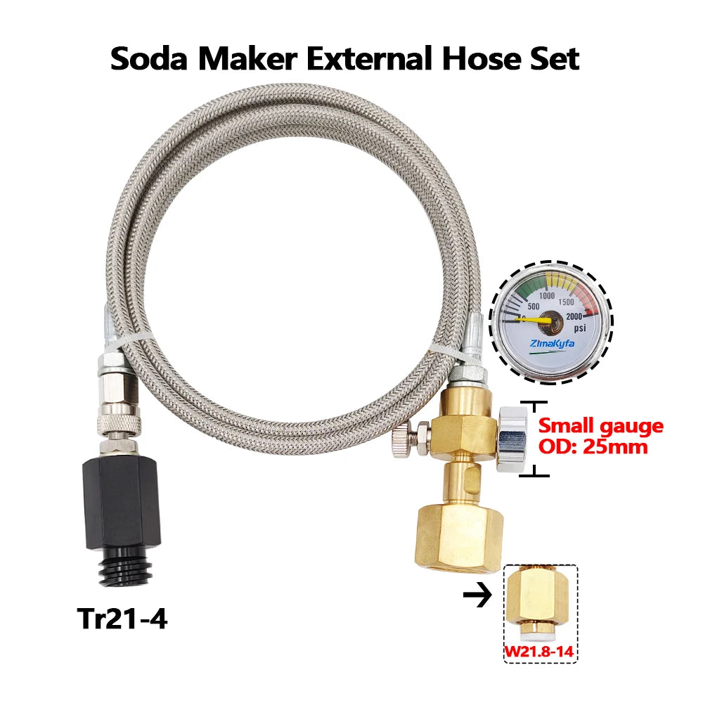 CO2 External Tank To Soda Stream Hose Kit &ndash; Durable Design W21.8-14 2Kpsi gauge