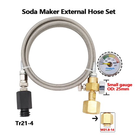 CO2 External Tank To Soda Stream Hose Kit &ndash; Durable Design W21.8-14 2Kpsi gauge