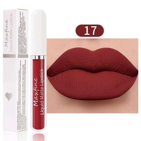 MAXFINE Waterproof Matte Liquid Lipstick - Long-lasting &amp; Moisturising 17 / Full Size