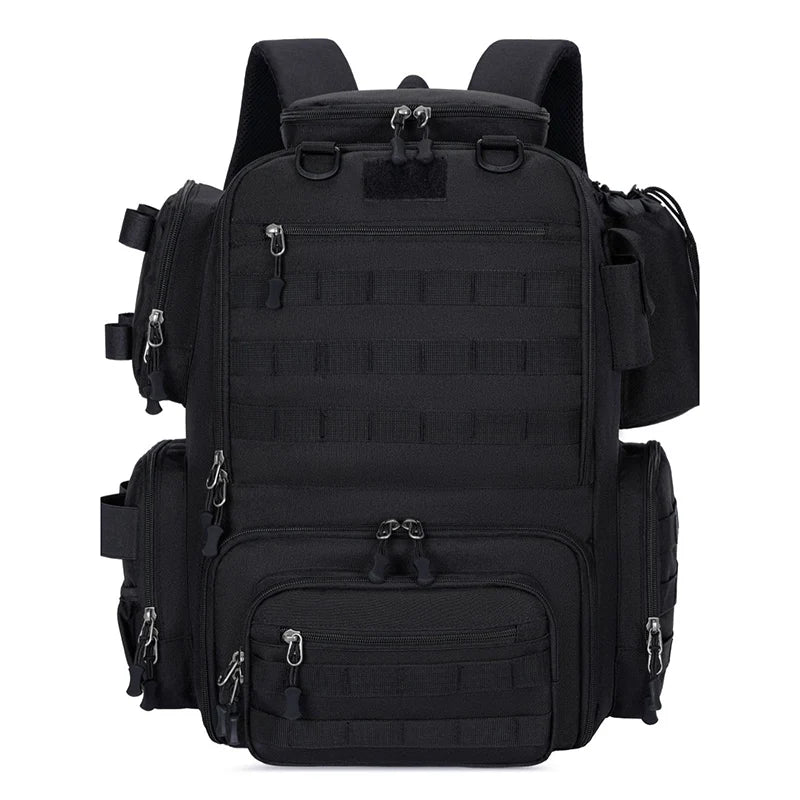Tactical Fishing Backpack With Rod Holders &ndash; Lightweight Black