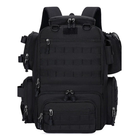 Tactical Fishing Backpack With Rod Holders &ndash; Lightweight Black