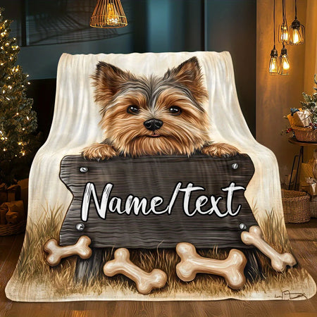 Customizable Yorkshire Puppy Blanket &ndash; Lightweight Durable