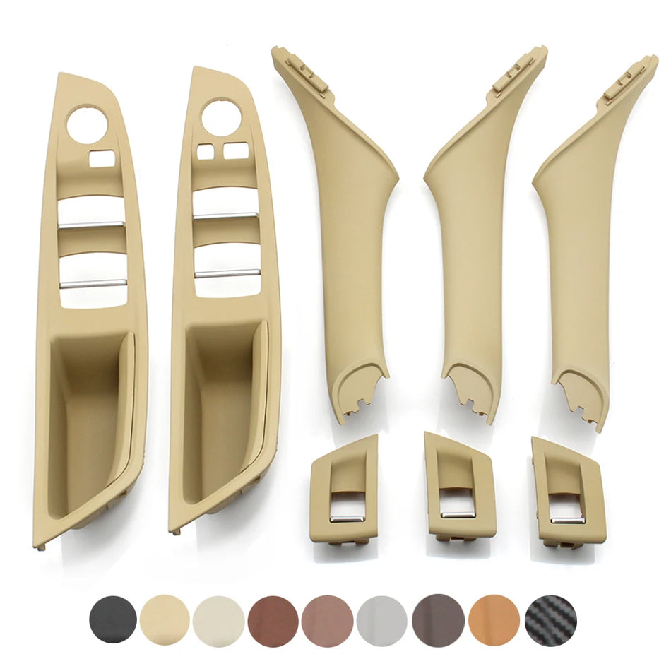 Interior Door Handle Pull Carbon Fiber 7 Piece Set For BMW 5 Series F10 F11 LHD Finish