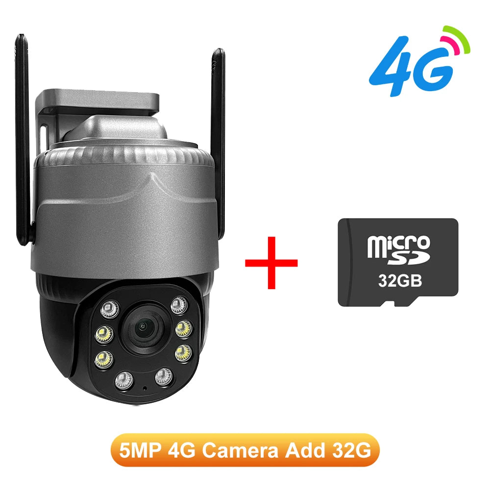 SANSCO 5MP 4G PTZ Camera AI Human Detection Tracking Outdoor 3MP Wireless Night Vision WIFI Surveillance IP Camera V380 PRO
