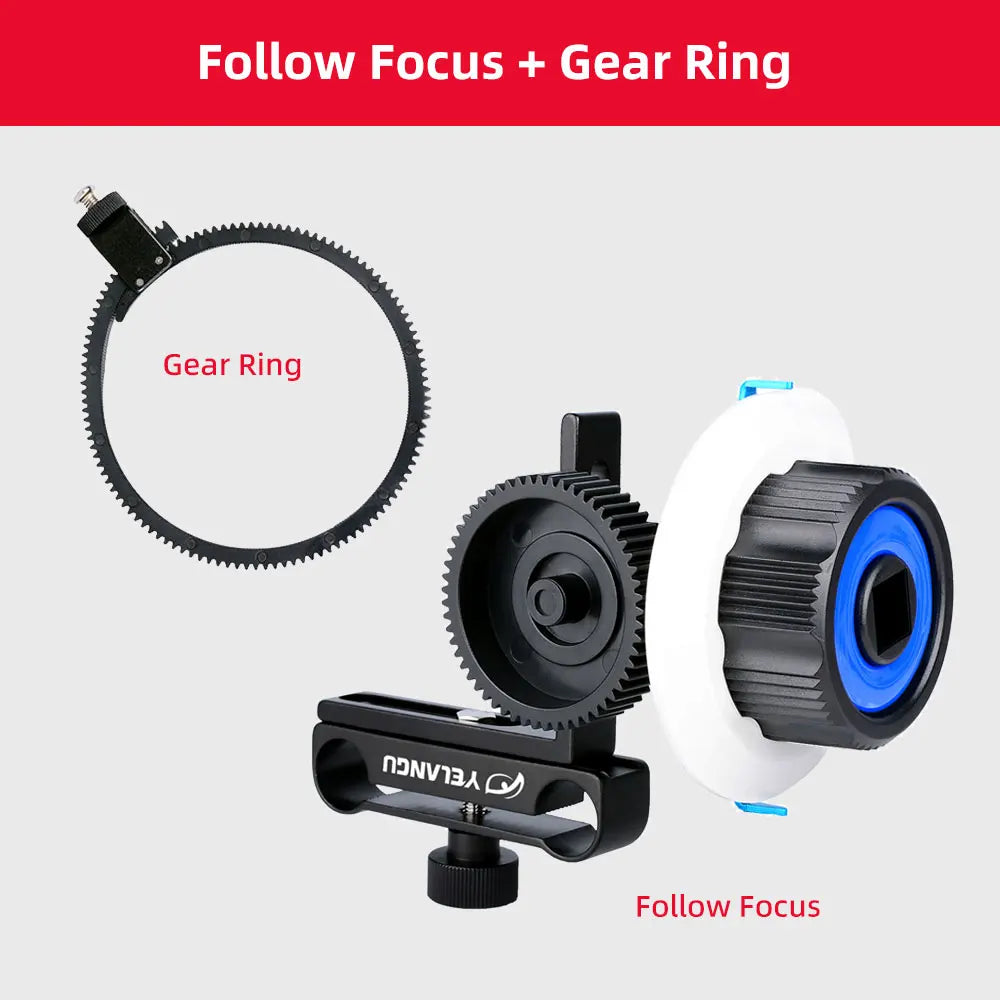 YELANGU Portable Mini Follow Focus Wireless Lens Control for DSLR and BMPCC 4K Blue