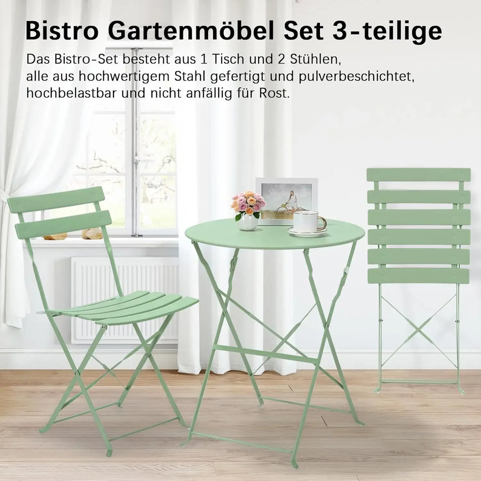 Kokkupandav Väljas Bistroo Komplekt 3 Tükki Raudtablett ja Toolid