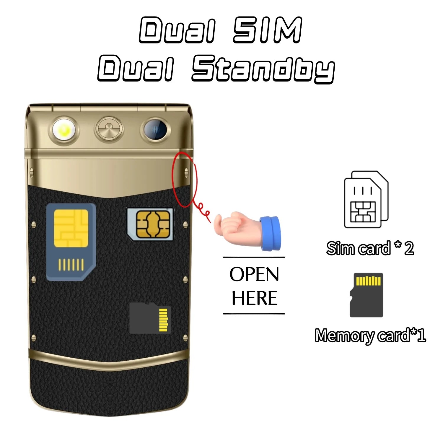 Luxury Metal Flip Phone For Men &ndash; Big Button Dual Screen