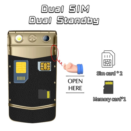 Luxury Metal Flip Phone For Men &ndash; Big Button Dual Screen