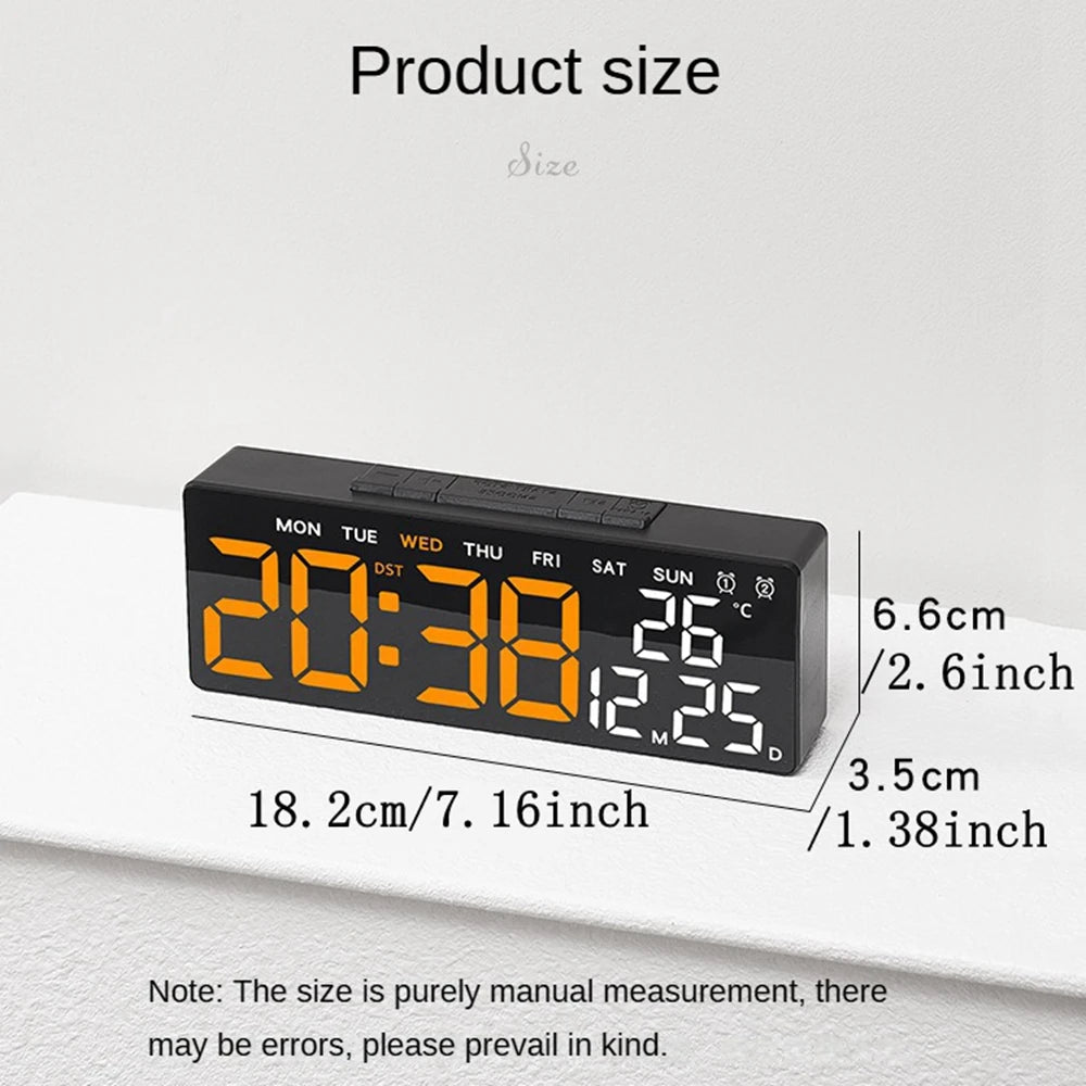 LENNIK Digital LED Alarm Clock with Temperature, Date, and Adjustable Brightness