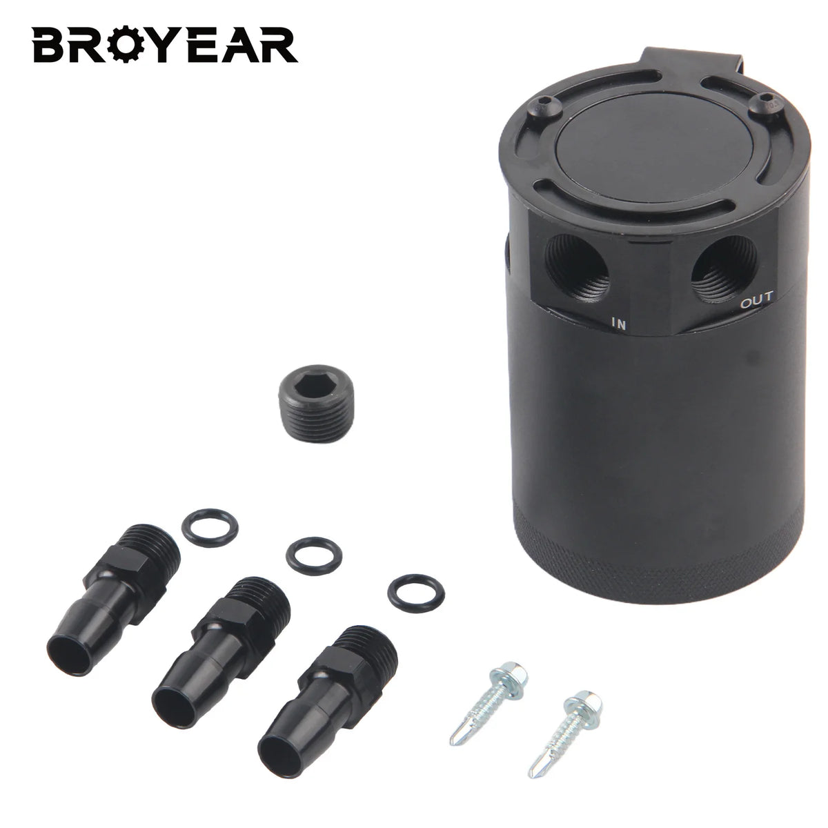 Aluminum Baffled Oil Catch Can With 3 Ports, Universal 180ml Tank by InterCyprus Trading Ltd
