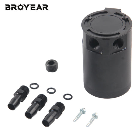 Aluminum Baffled Oil Catch Can With 3 Ports, Universal 180ml Tank by InterCyprus Trading Ltd