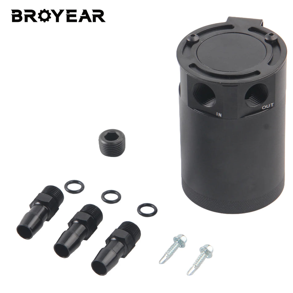 Aluminum Baffled Oil Catch Can With 3 Ports, Universal 180ml Tank by InterCyprus Trading Ltd