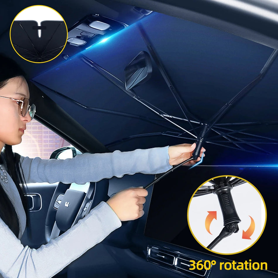 Revolutionary 360&deg; Car Windshield Sunshade Umbrella for Ultimate UV Protection