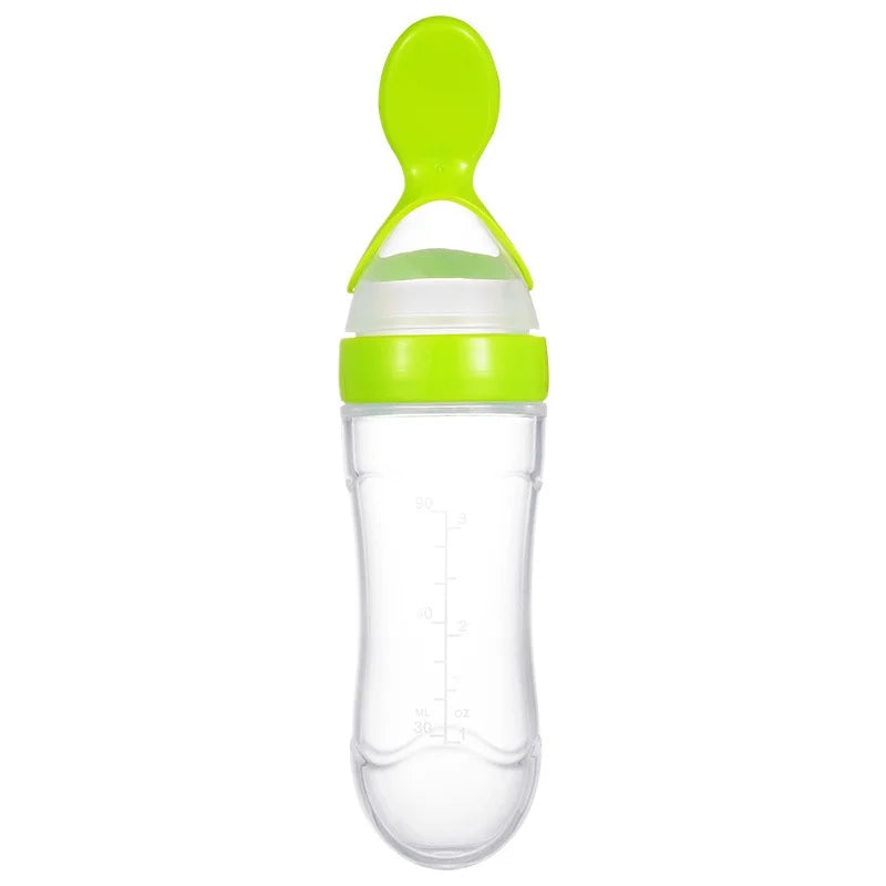 Multifunctional Silicone Squeeze Feeding Spoon for Babies Green