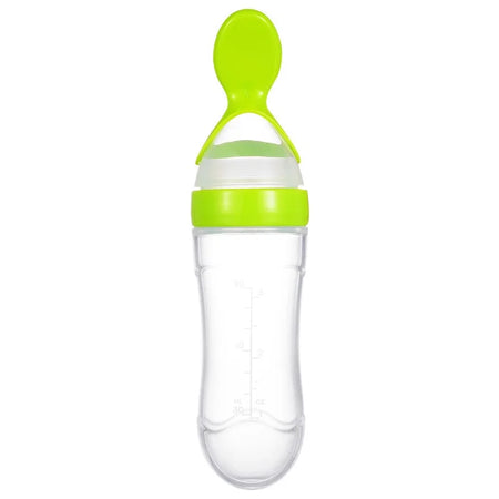 Multifunctional Silicone Squeeze Feeding Spoon for Babies Green