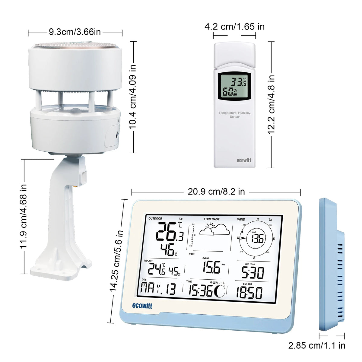 Ecowitt Essense3 Wireless Weather Station with 7.5'' Display - Complete Weather Monitoring System