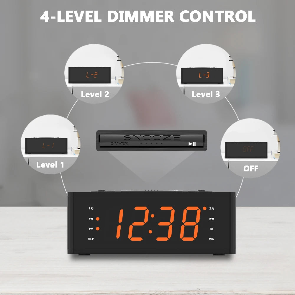 iTOMA Alarm Clock &ndash; Dual Alarm with FM Radio and LED Display
