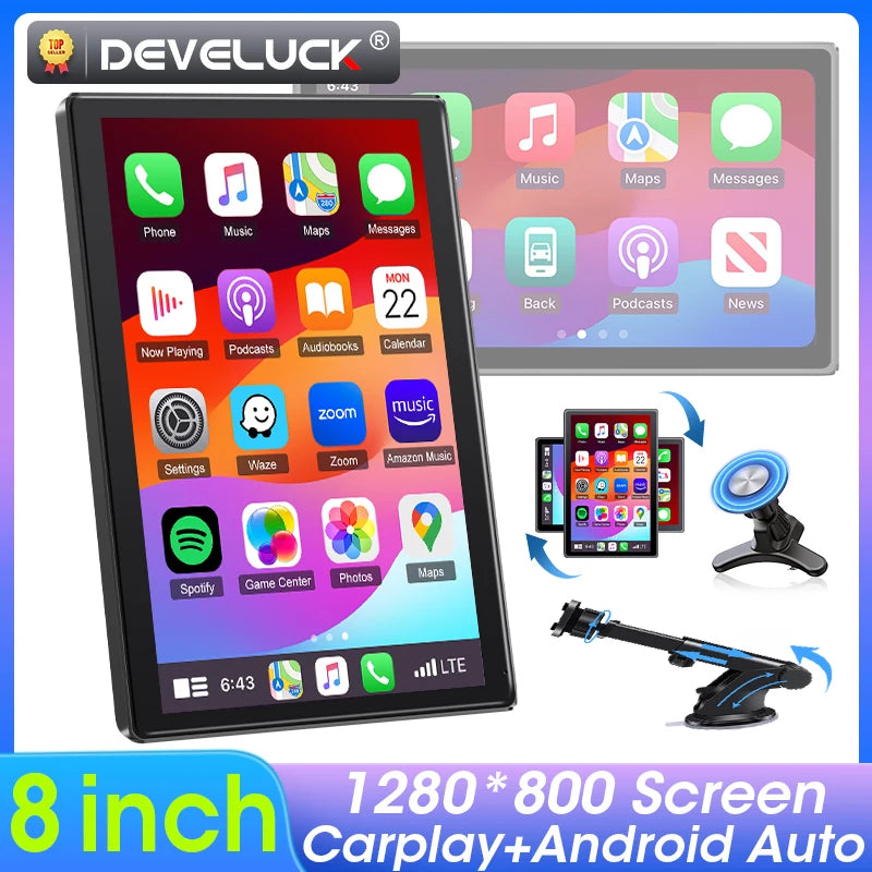 Universal 8 Inch Portable Car Screen - Wireless CarPlay