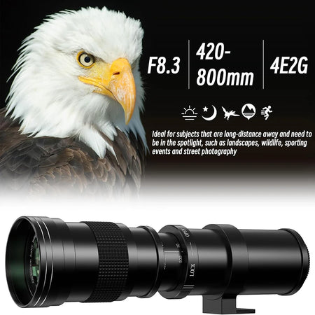 Lightdow Telephoto Lens 420-800mm f 8.3 &ndash; Super Telephoto Zoom for DSLR Cameras