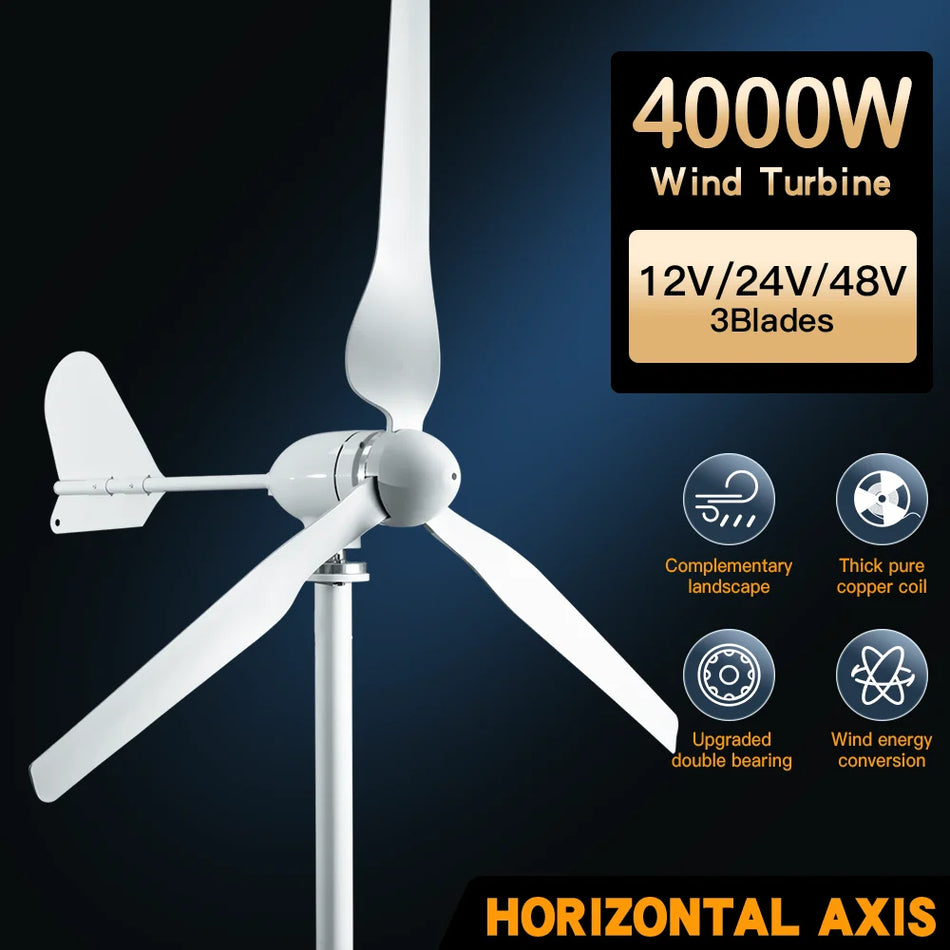 Generatore Eolico Orizzontale 4000W 12V 24V 48V per Casa