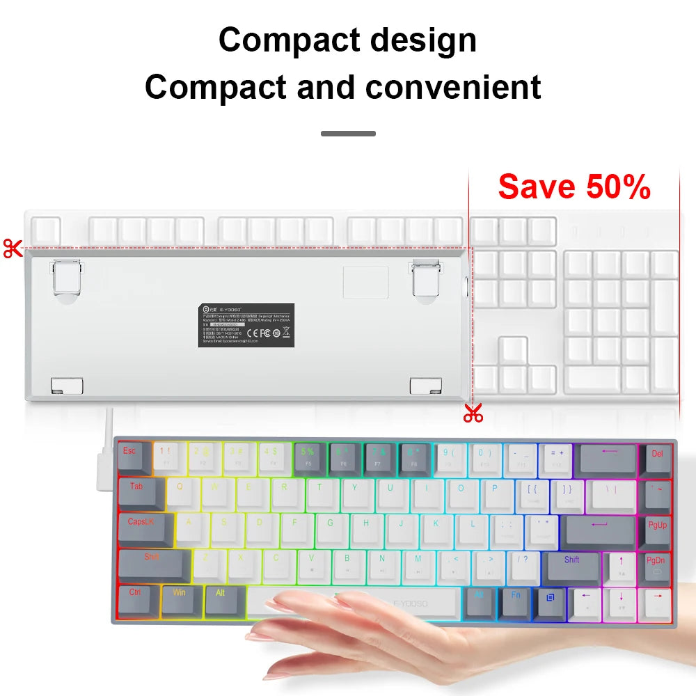 E-YOOSO Z686 RGB USB 60 Percent Mechanical Keyboard &ndash; Slim