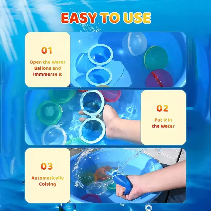 Reusable Magnetic Water Balloons for Quick Fill &amp; Self Sealing - Eco-Friendly Outdoor Fun for Pool &amp; Summer Activities