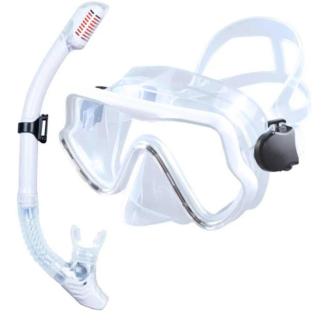 JoyMay Scuba Diving Mask Snorkel Set &ndash; Professional Panoramic View White