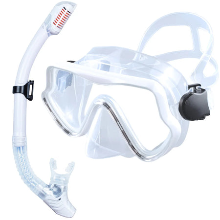 JoyMay Scuba Diving Mask Snorkel Set &ndash; Professional Panoramic View White