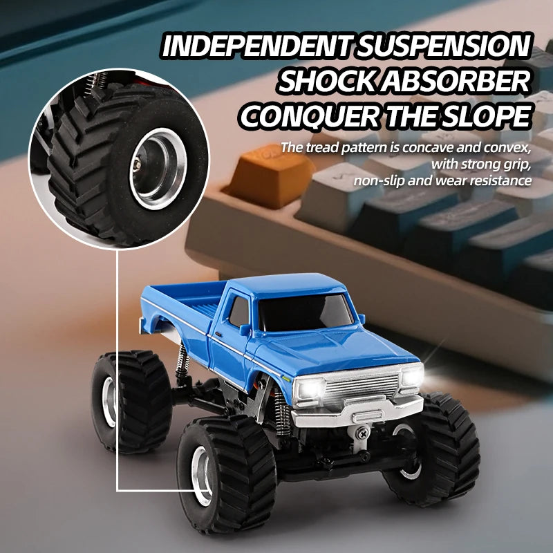 1/36 Scale RC Crawler Car 4WD Mini Remote Vehicle - LED
